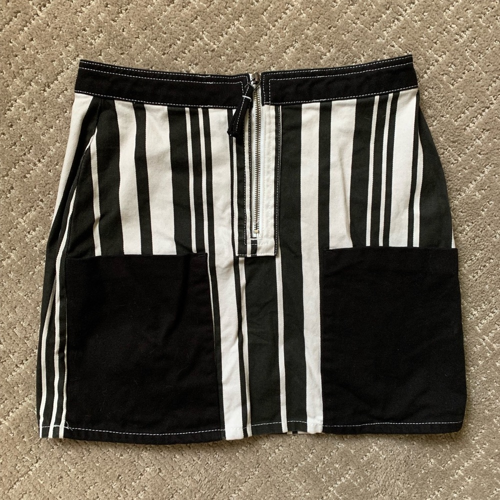 BDG Denim Mini Skirt - Ruby Striped Zip Up Skirt M